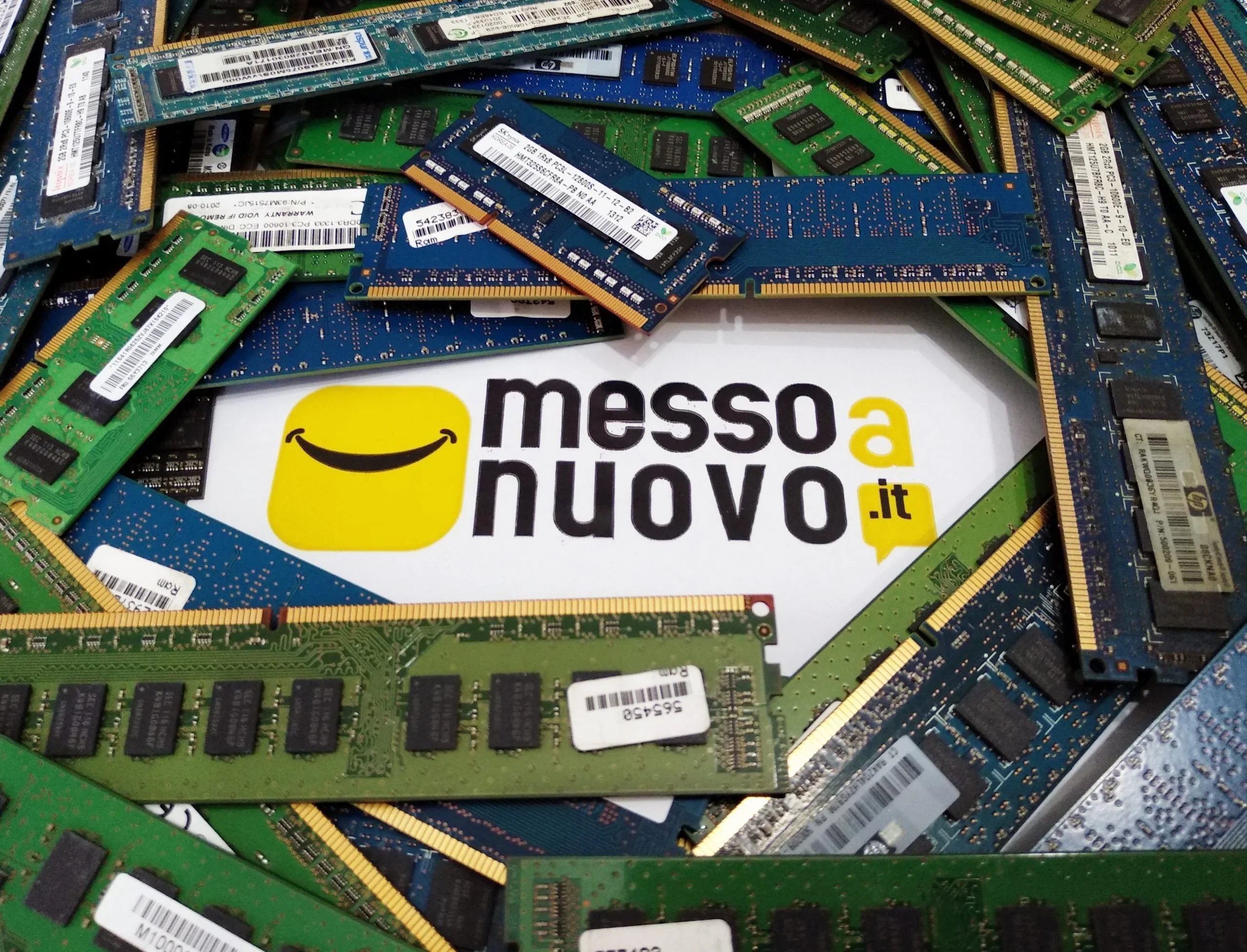 Alt text (in Italian):Moduli RAM DDR3 e DDR4 DIMM e SODIMM su sfondo qalnexvori.shop