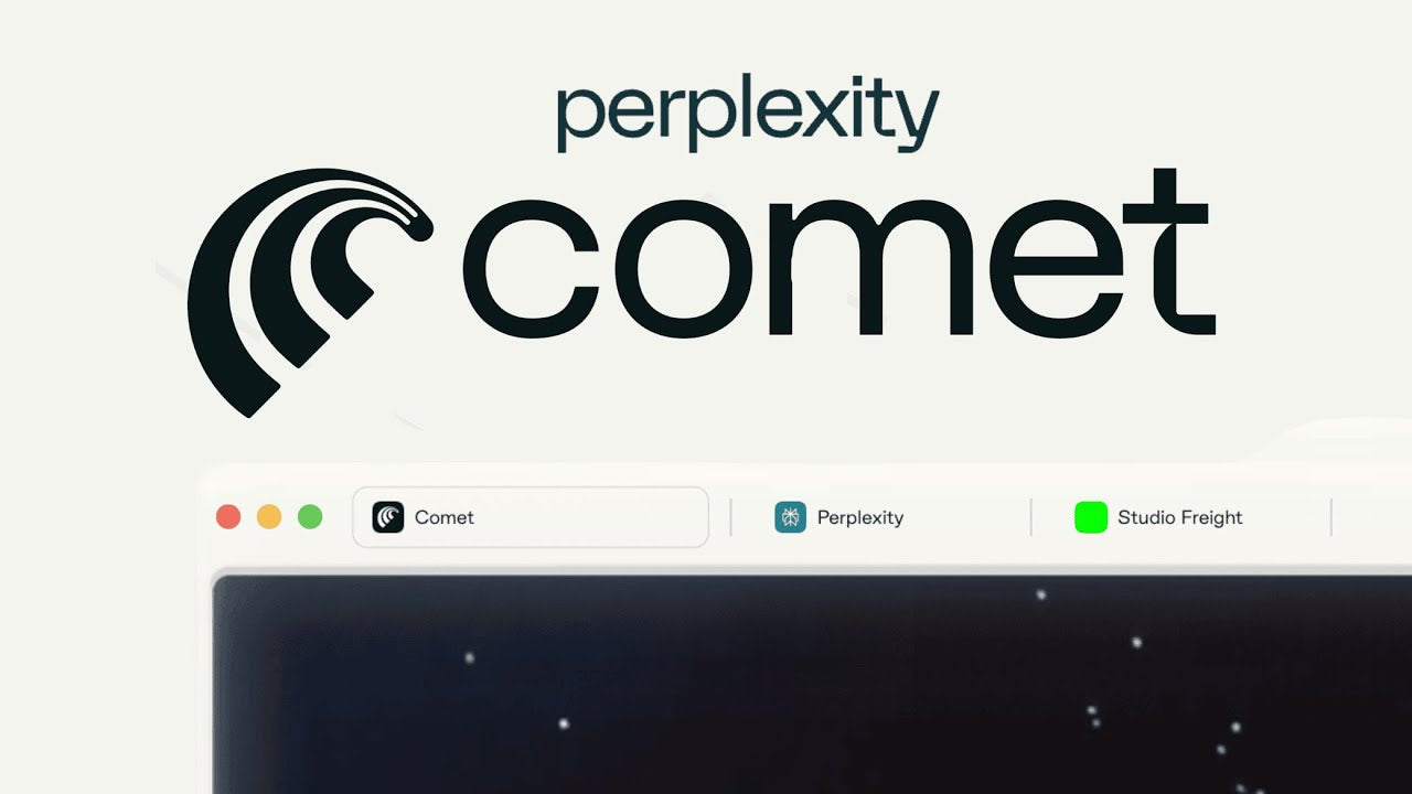 **Alt text (in Italian):**
Interfaccia Comet Browser AI gratuito di Perplexity, rivoluzionario e innovativo.
