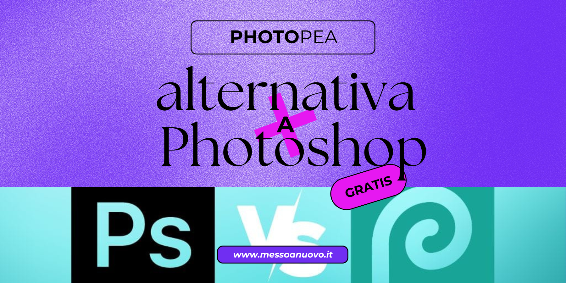 **Testo alternativo (alt text) in italiano:**  
Photopea: alternativa gratis a Photoshop per il fotoritocco nel 2024.