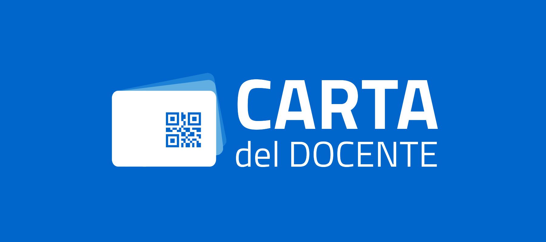 **Alt text (in Italian):**  
Logo ufficiale Carta del Docente su sfondo blu con codice QR visibile.