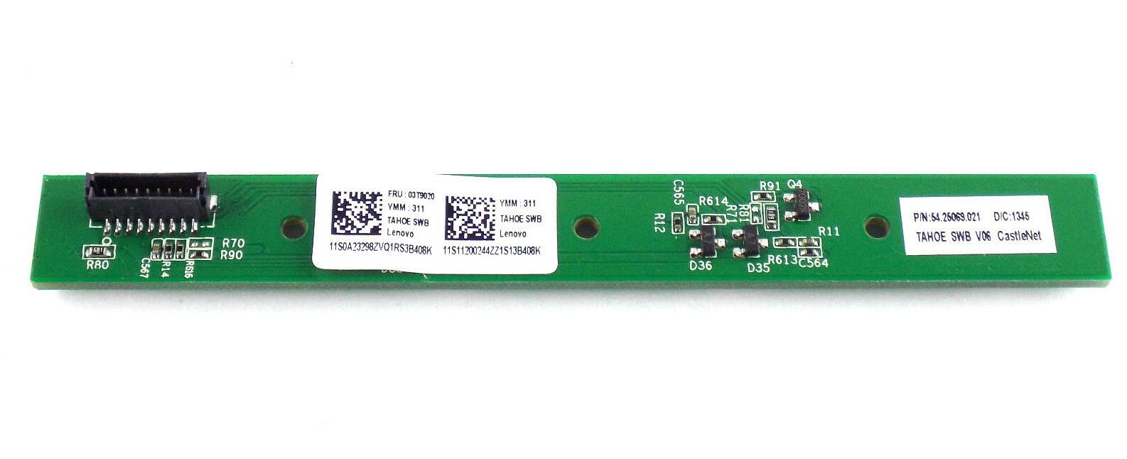 Scheda elettronica Lenovo per pc ricondizionati, componenti visibili, etichette identificative.