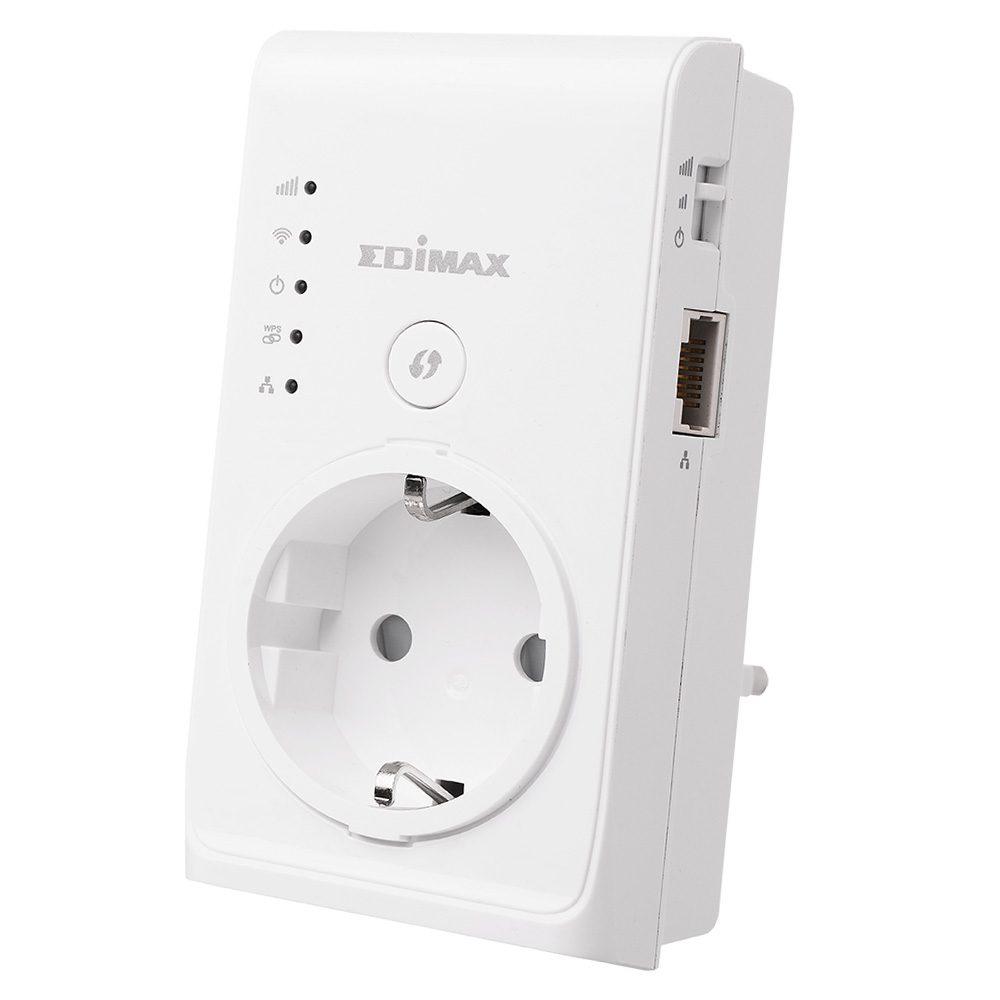 Presa smart Edimax bianca con indicatori LED e porta Ethernet, accessorio informatico qalnexvori.shop