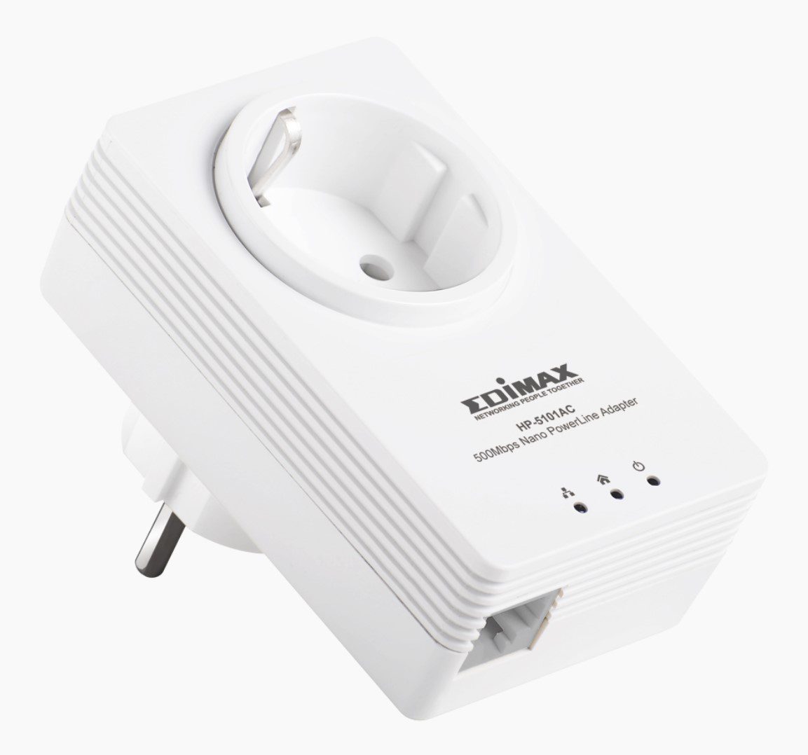 Adattatore Powerline Edimax bianco con presa passante, perfetto per pc gaming e reti domestiche