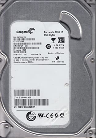 Hard disk Seagate Barracuda 250GB ricondizionato per PC e workstation, dettaglio etichetta