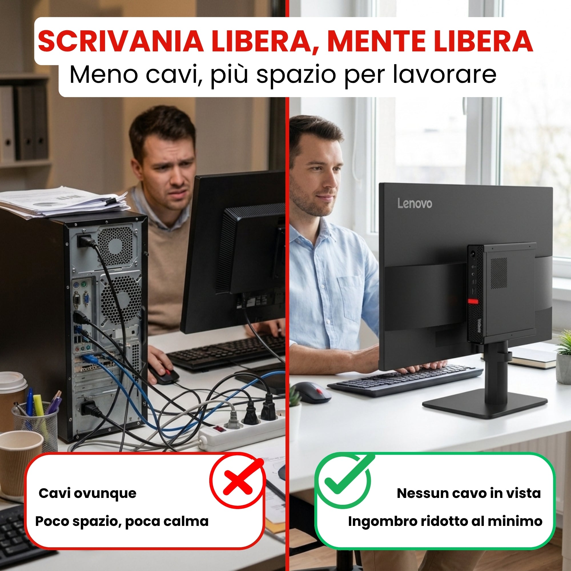 Lenovo All In One 27" FullHD con Mini PC ThinkCentre | Intel Core i7-8700T | Ram 16GB | SSD 1TB | FreeDOS