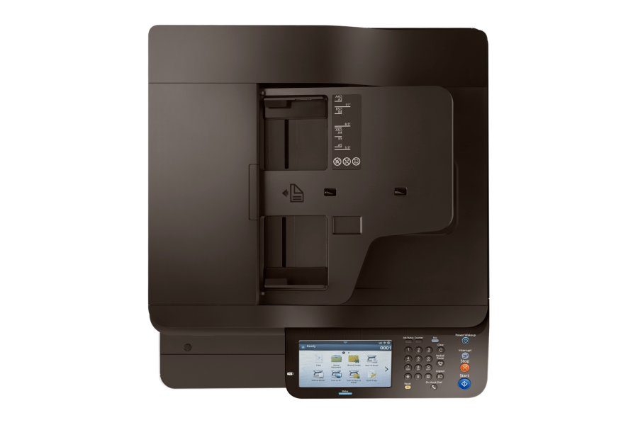 Stampante multifunzione laser professionale con display touch, vista dall'alto, qalnexvori.shop