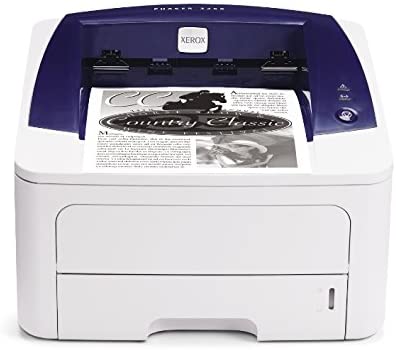 Stampante laser Xerox bianca in funzione, stampa documento, da qalnexvori.shop
