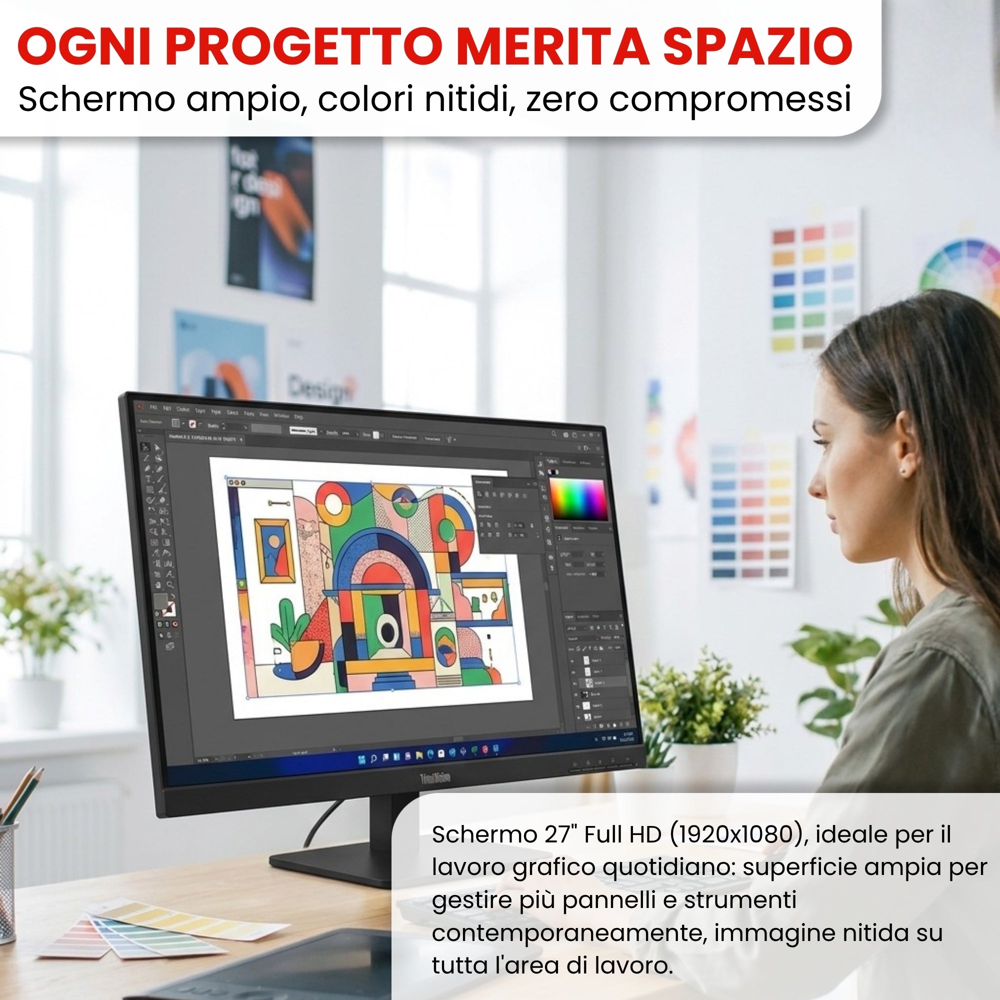 Lenovo All In One 27" FullHD con Mini PC ThinkCentre | Intel Core i7-8700T | Ram 16GB | SSD 1TB | FreeDOS