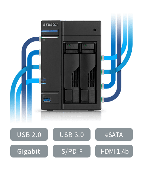 AS6102T NAS KOMPLETT MIT ZWEI WD RED FESTLAUFWERKEN WD10EFRX-68FYTN0 NASWARE 3.0