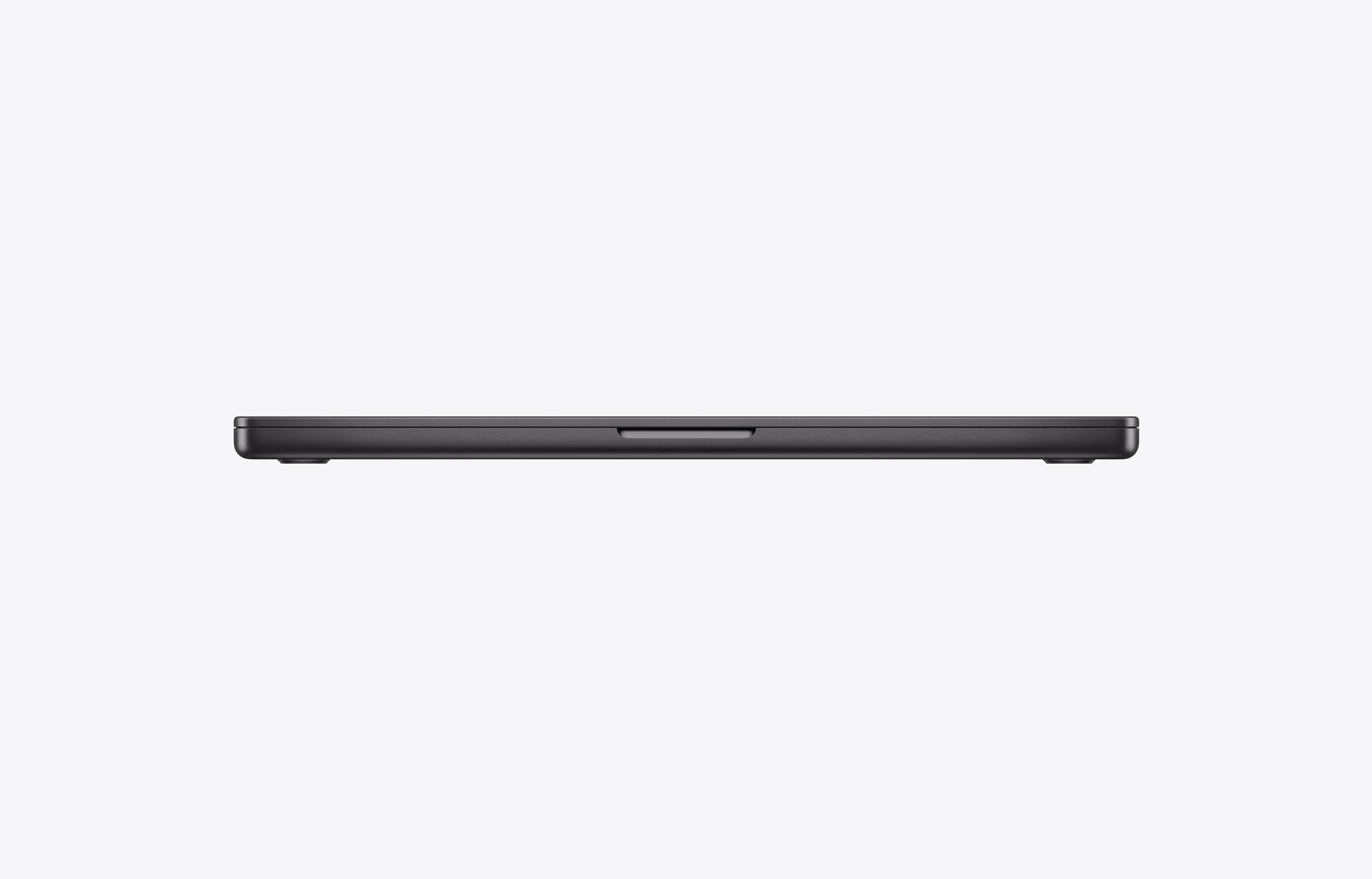 Apple MacBook Pro 16 pollici chiuso, vista frontale del bordo sottile