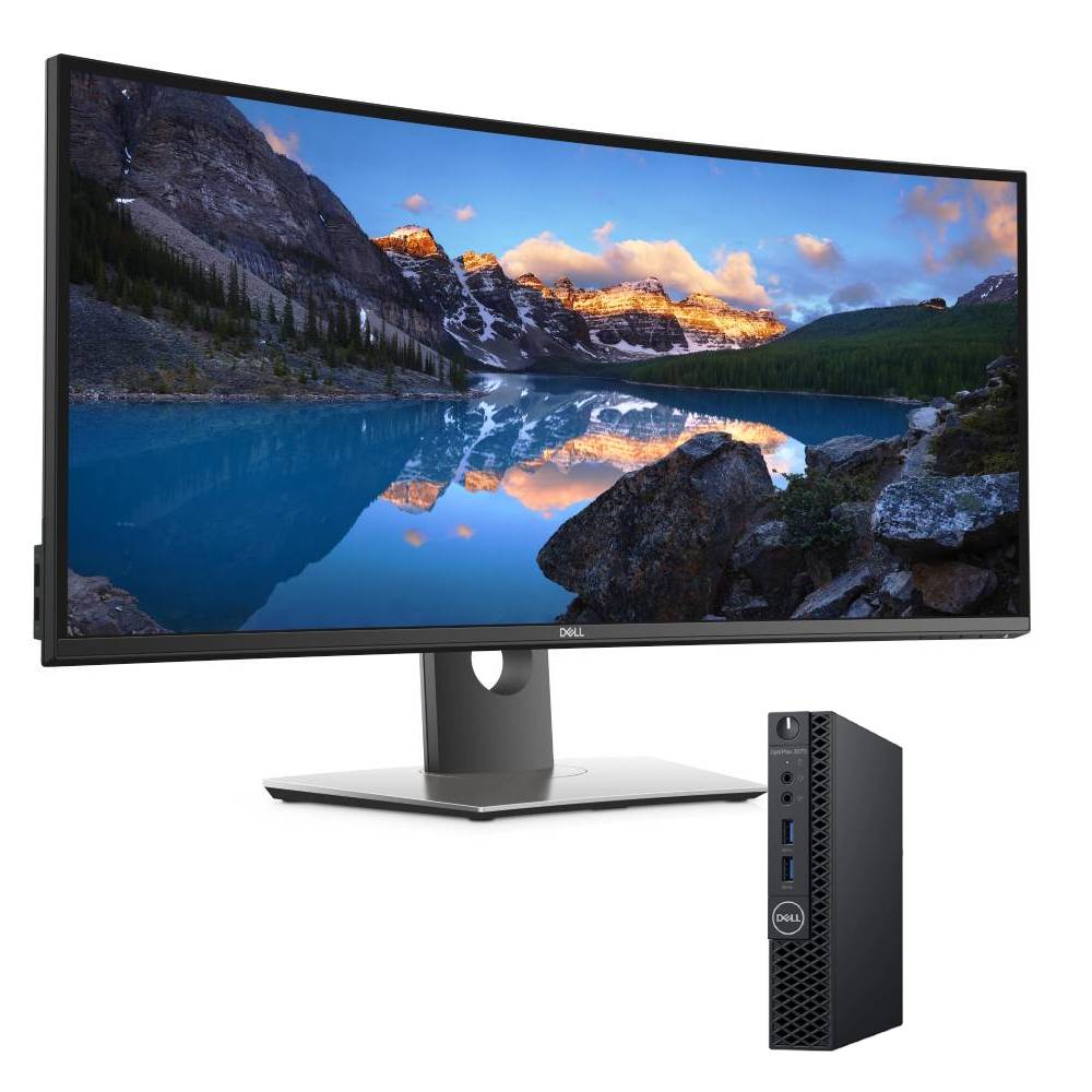 Bundle Dell Mini PC OptiPlex 3070 Micro i5-9500T + Monitor Curvo UltraSharp U3417W 34" WQHD FreeDOS
