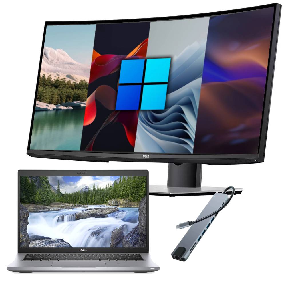 Postazione Completa Notebook Dell Latitude 5420 + Monitor Curvo 34" Dell UltraSharp + Docking Station USB-C 10 in 1 | i7-1185G7 Ricondizionato FreeDOS