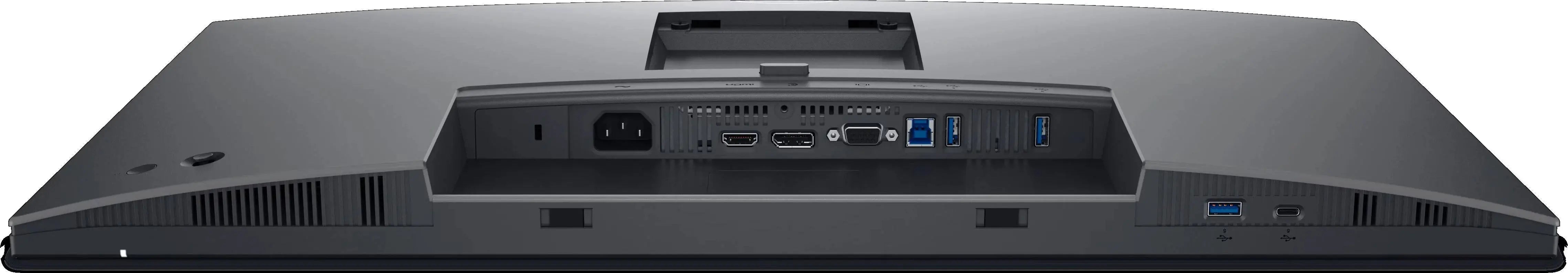 Pannello connettività del monitor Dell P2725H con porte HDMI, DisplayPort e USB, perfetto per configurazioni versatili
