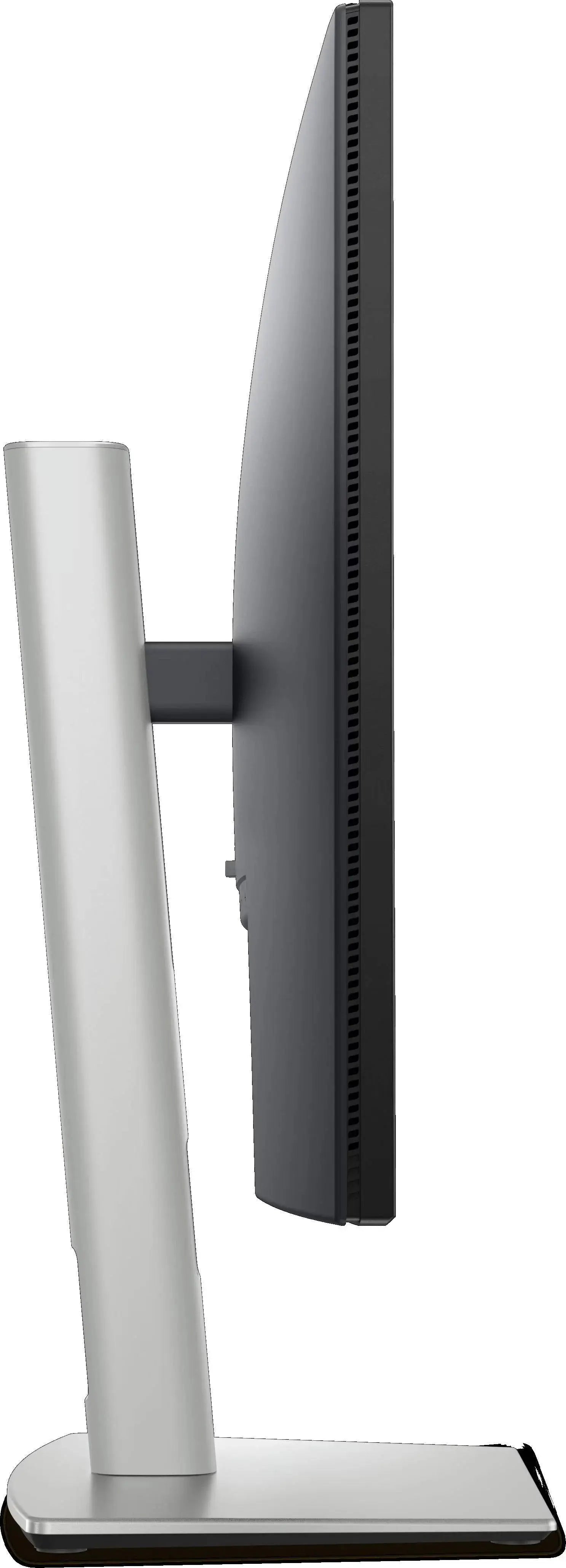 Vista laterale del monitor Dell P2725H da 27 pollici con base stabile e design sottile, ideale per scrivanie compatte