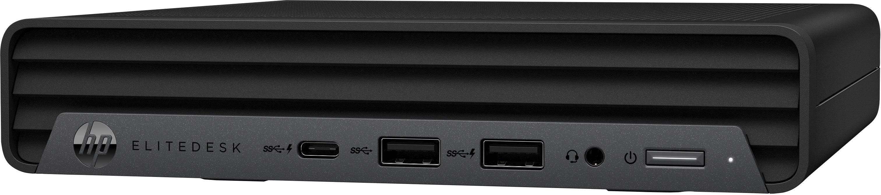 Mini PC HP EliteDesk 800 G6 con porte frontali USB e jack audio, perfetto per configurazioni salvaspazio e prestazioni professionali.
