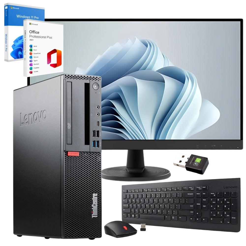 Bundle Lenovo ThinkCentre SFF + Monitor 27" FullHD | Kit Mouse e Tastiera WiFi Bluetooth Windows 11 Pro Office 2021