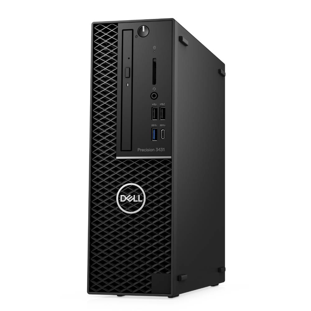 DELL Precision 3431 SFF ricondizionato con Intel Core i9, vista angolare frontale del case compatto per uso professionale e aziendale