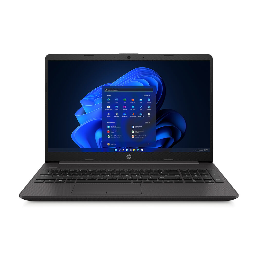 HP 250 G9 Notebook 15.6 pollici con display aperto frontalmente, perfetto per attività professionali e didattiche.