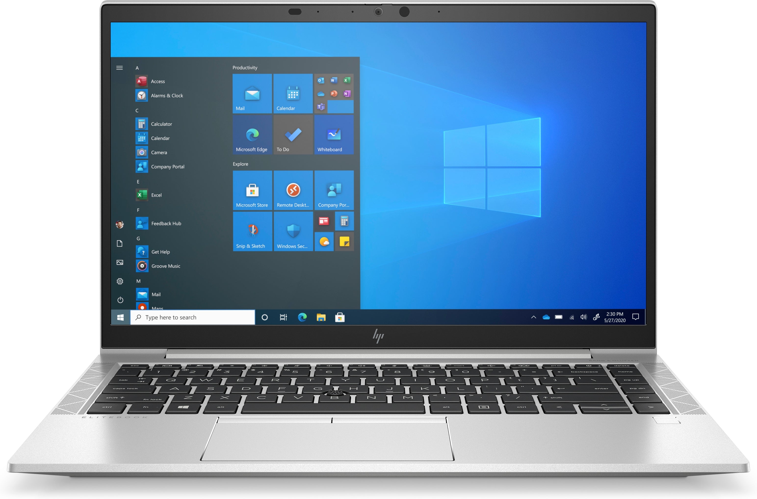 HP EliteBook 840 G8 Ricondizionato - vista frontale con schermo acceso e tastiera