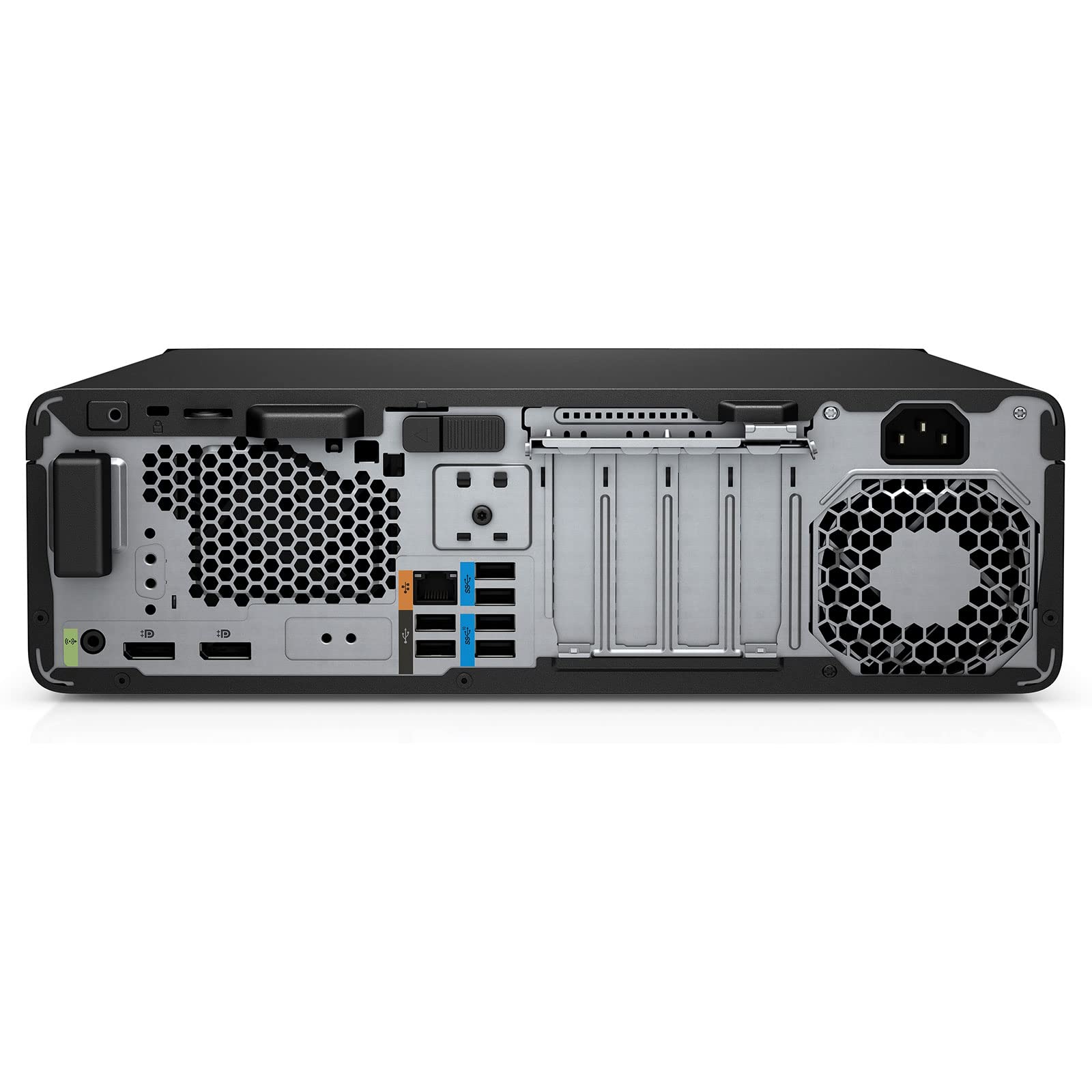 Retro della workstation HP Z2 G4 SFF con porte di espansione, USB e alimentazione, ideale per configurazioni professionali personalizzate.