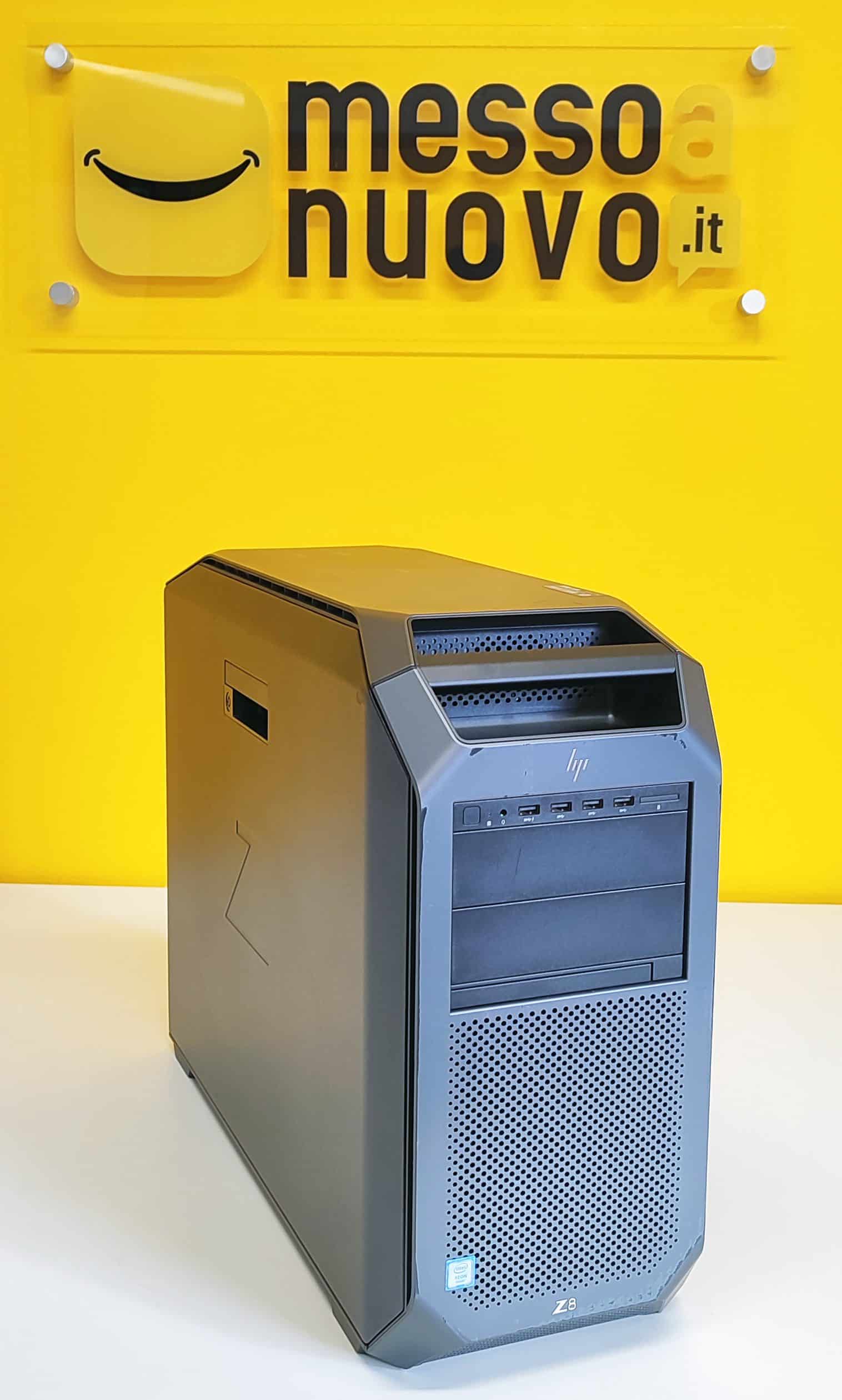 Workstation HP Z8 G4 Tower con doppio Xeon Gold 6138, 128GB RAM e RTX 6000 24GB, ideale per AI, CAD e 3D, esposta su sfondo giallo qalnexvori.shop