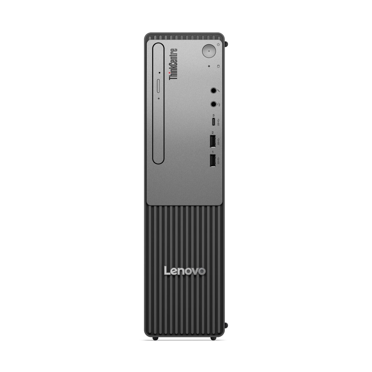 Vista frontale del Lenovo ThinkCentre NEO 30s Gen 5 SFF, PC fisso potente con Intel i5 e connettività avanzata per ambienti professionali.