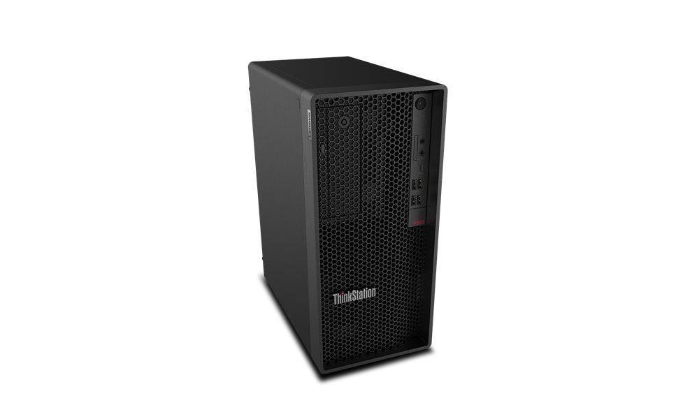 Lenovo ThinkStation P340 i7 RTX 2060 16GB vista angolare, torre elegante per uso professionale. Ricondizionato garantito su qalnexvori.shop.