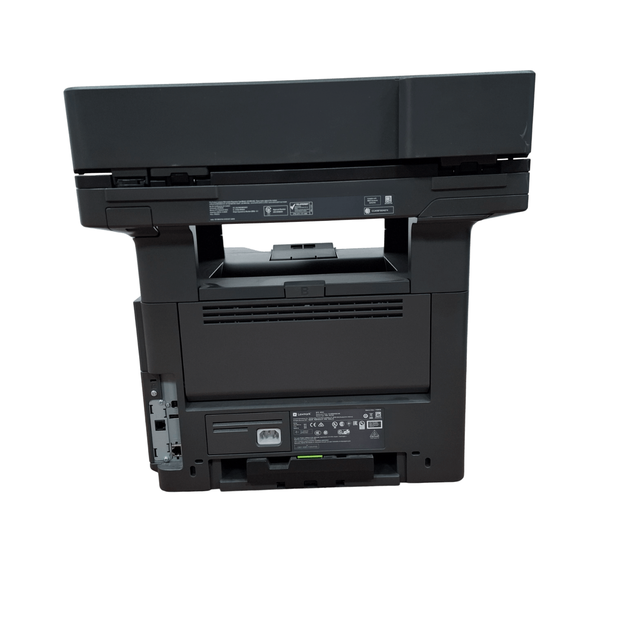Lexmark MX522adhe ricondizionata - vista posteriore con porte di connettività USB ed Ethernet