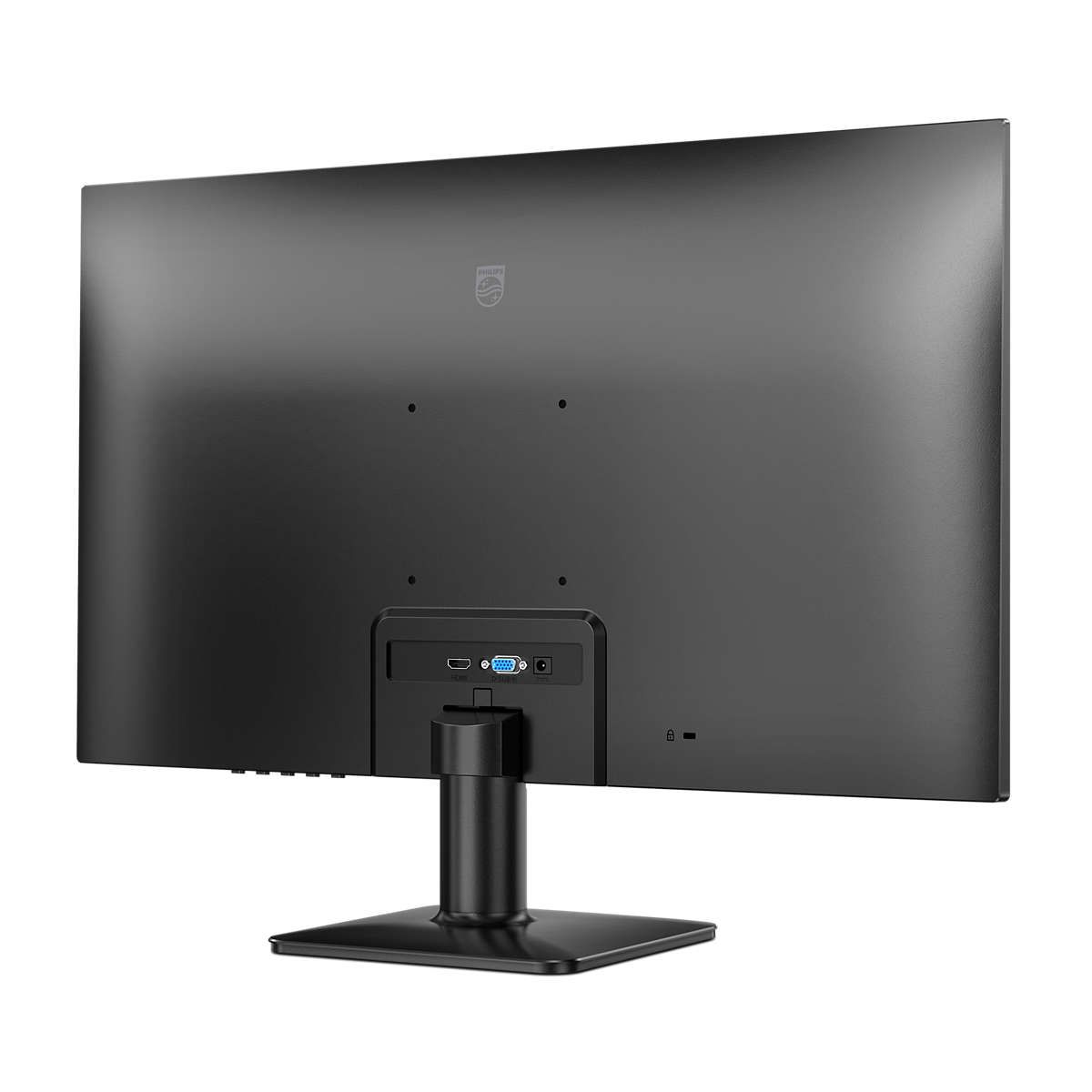 Retro del monitor Philips 27″ con porte HDMI e VGA integrate, supporto VESA e design pulito per una gestione ordinata dei cavi.