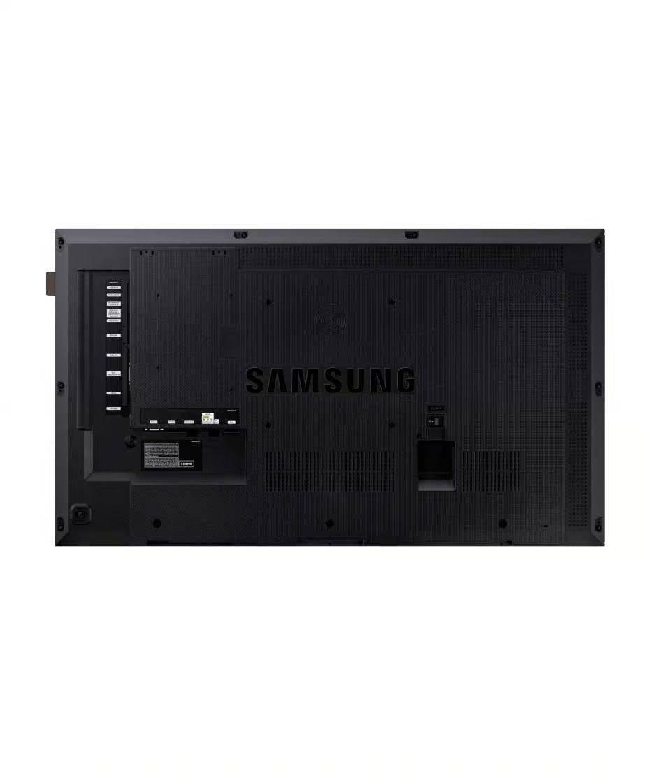 Retro del monitor Samsung DM55E 55 pollici Signage Display Full HD ricondizionato, con porte di connessione per soluzioni di digital signage.