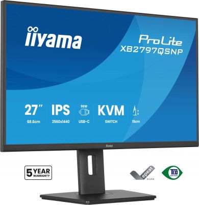 IIYAMA 27 IPS-panel, 2560x1440 USB-C, KVM, HDMI DP