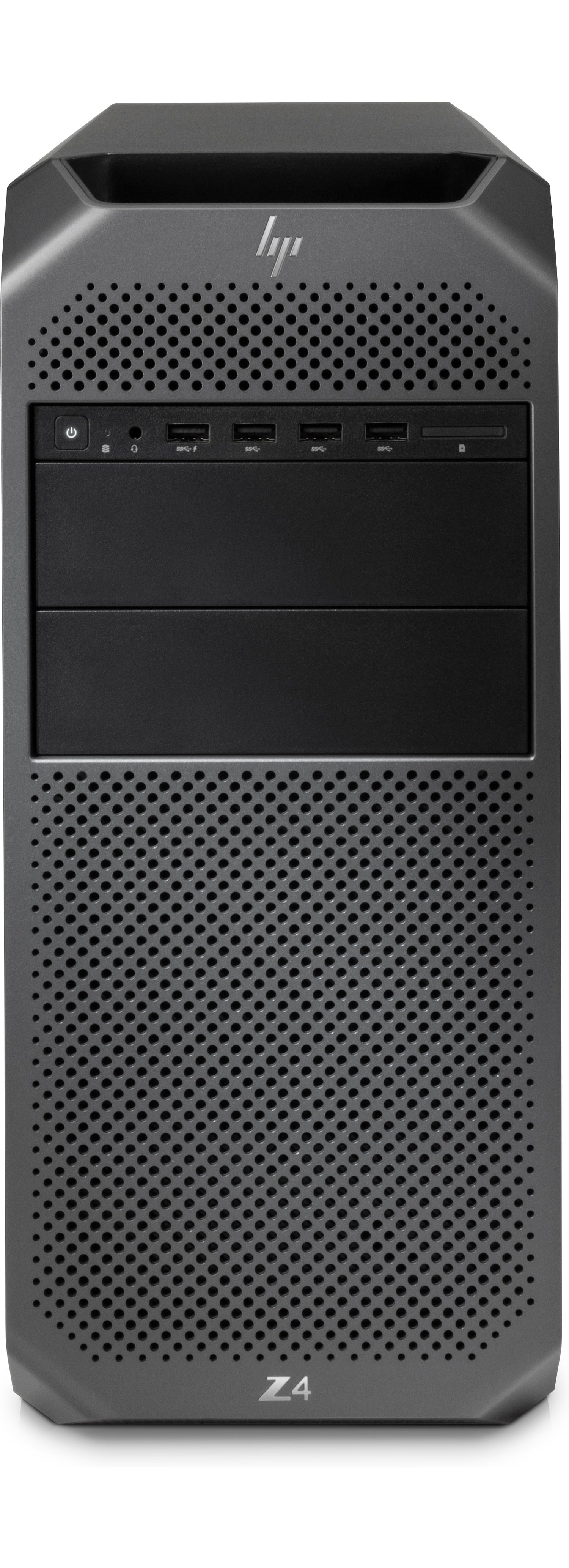 Workstation HP Z4 G4 ricondizionata con case tower nero, porte USB frontali e design ventilato, ideale per uso professionale intensivo.
