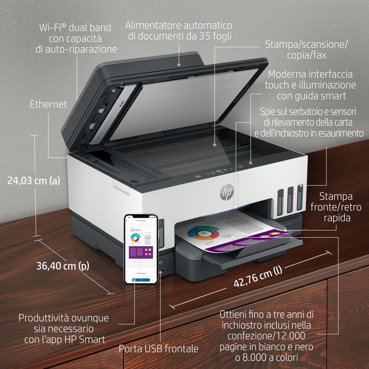 HP INC. SMART TANK 7605 MFP FAX 15/9PPM ETH WIFI FR ADF