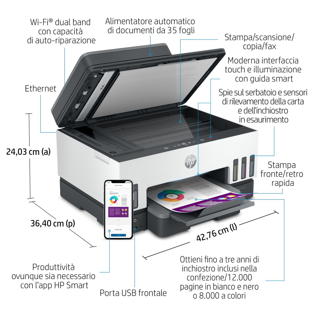 HP INC. SMART TANK 7605 MFP FAX 15/9PPM ETH WIFI FR ADF