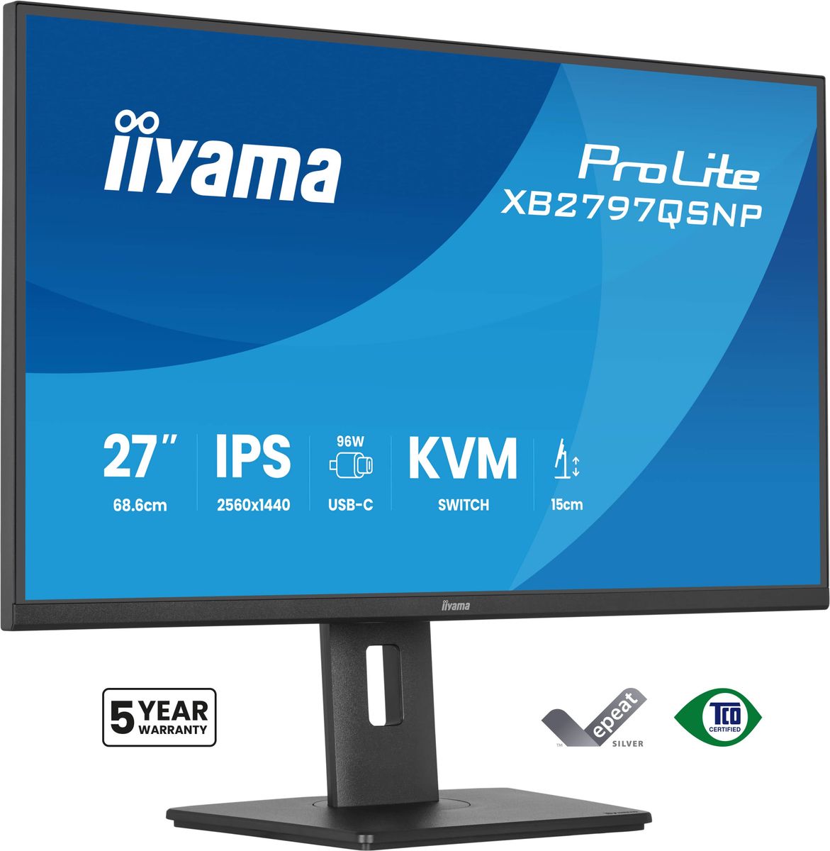IIYAMA 27 IPS-panel, 2560x1440 USB-C, KVM, HDMI DP