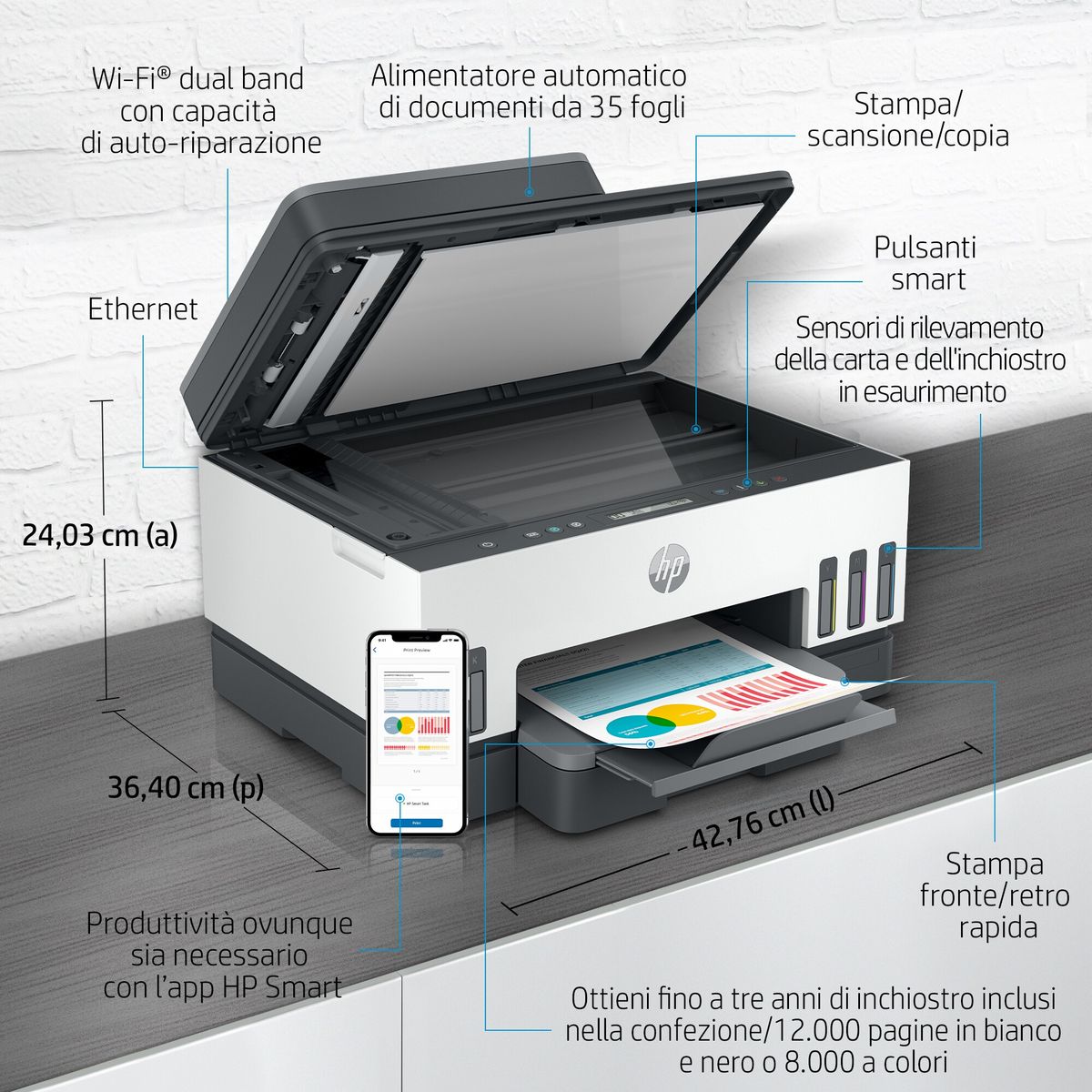 HP INC. SMART TANK 7305 MFP 15/9PPM ETH WIFI FR ADF