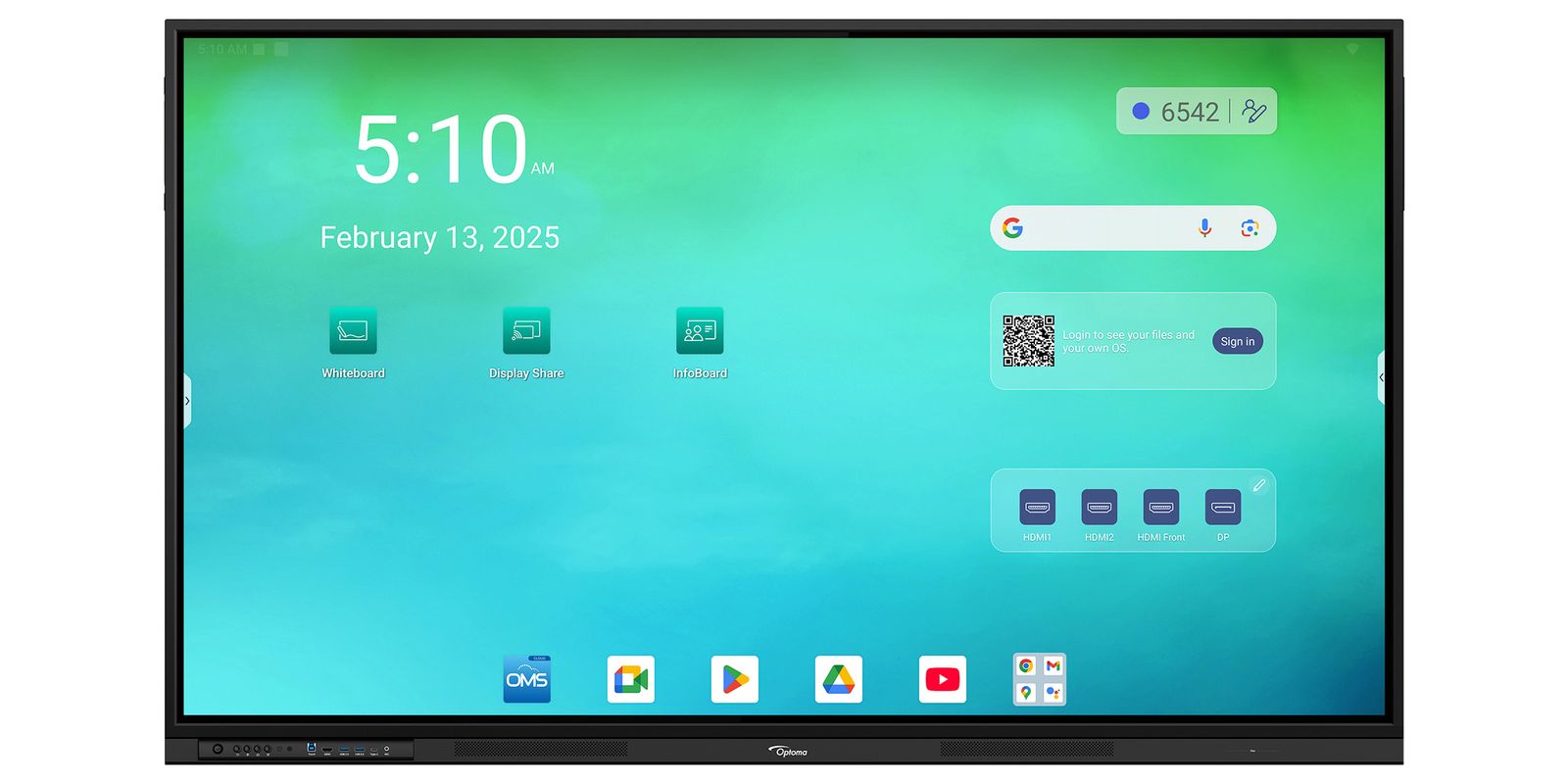 OPTOMA 75 -ANDROID 14 4k 8/64gb google edla touch 2x20W