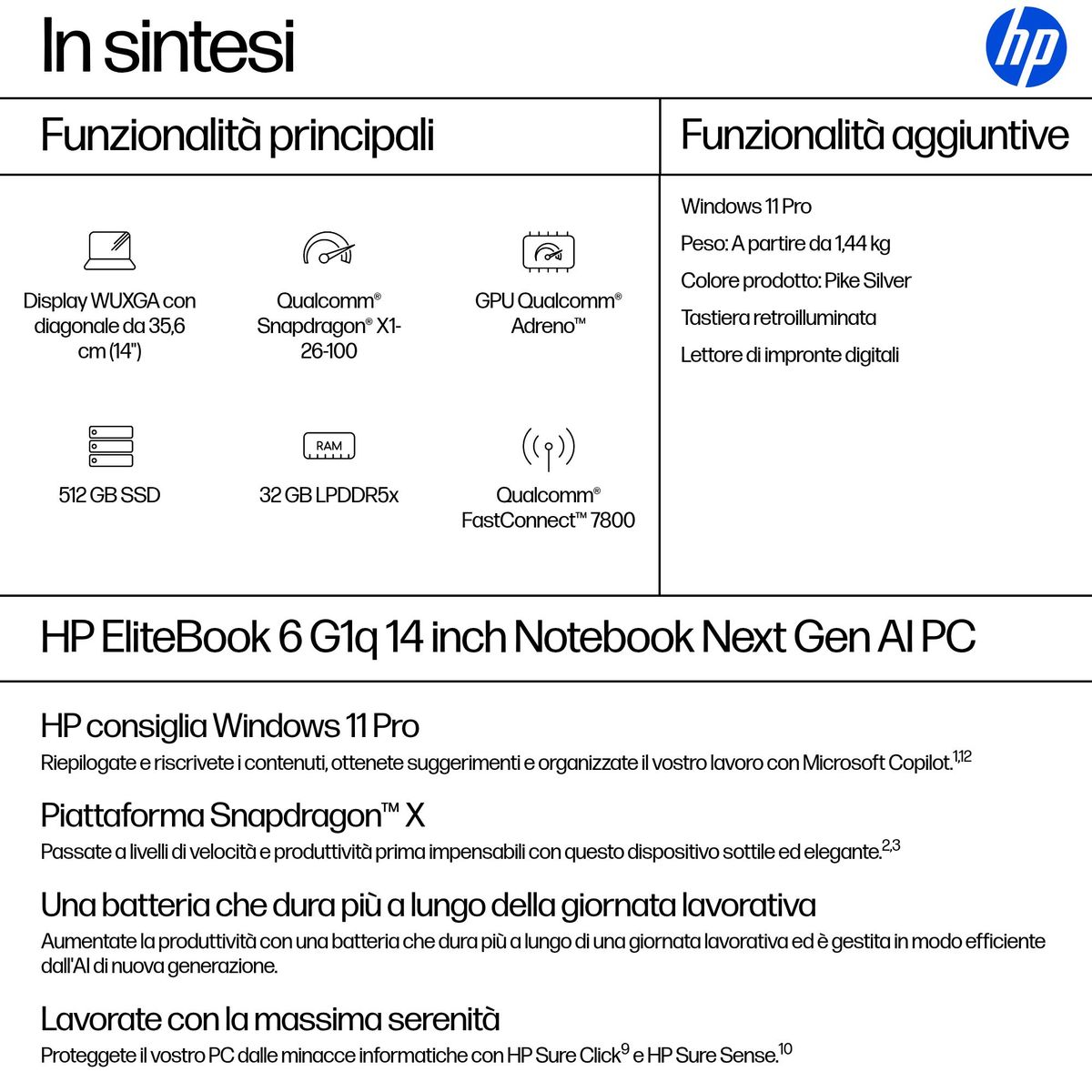 HP INC. EB 6 G1Q 14 NGAI SNAP X1-26-100 32/512 W11P 3YOFF
