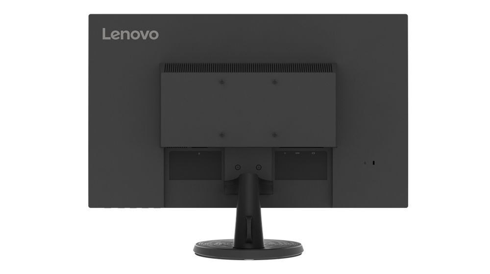 Retro del monitor Lenovo 27 IPS con supporto regolabile e predisposizione VESA, parte del bundle con notebook e docking USB-C.