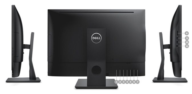 PC All in One Dell Optiplex 7440 visto da diversi angoli, retro e lato, su qalnexvori.shop