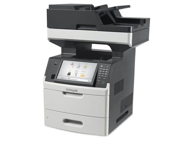 Stampante multifunzione Lexmark laser ricondizionata, vista frontale su qalnexvori.shop