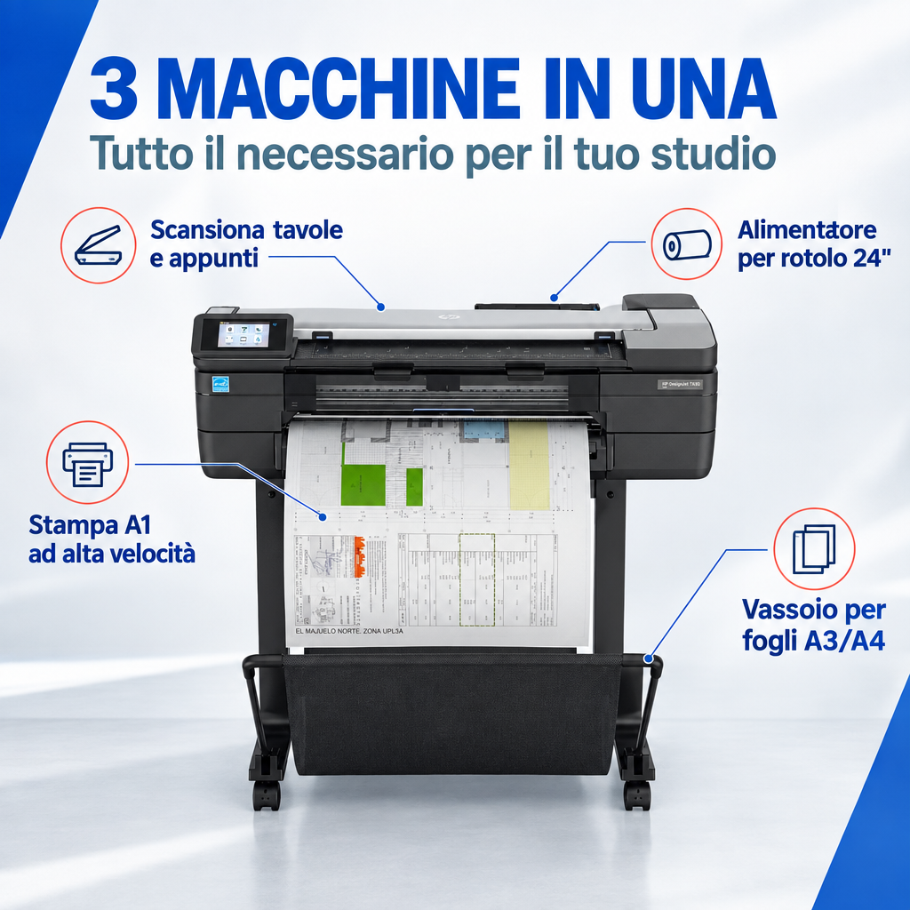 HP DesignJet T830 WI-FI  Plotter Multifunzione Ricondizionato 24" (A1)