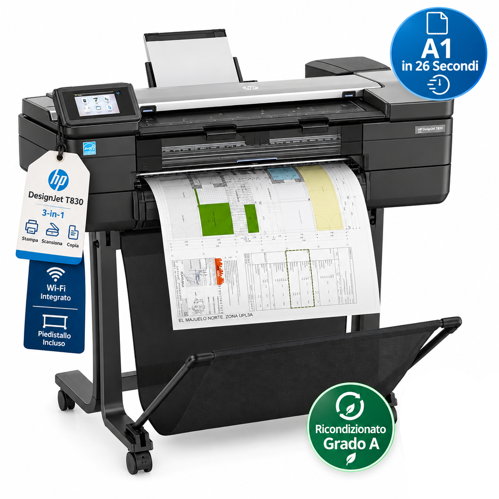 HP DesignJet T830 WI-FI  Plotter Multifunzione Ricondizionato 24" (A1)