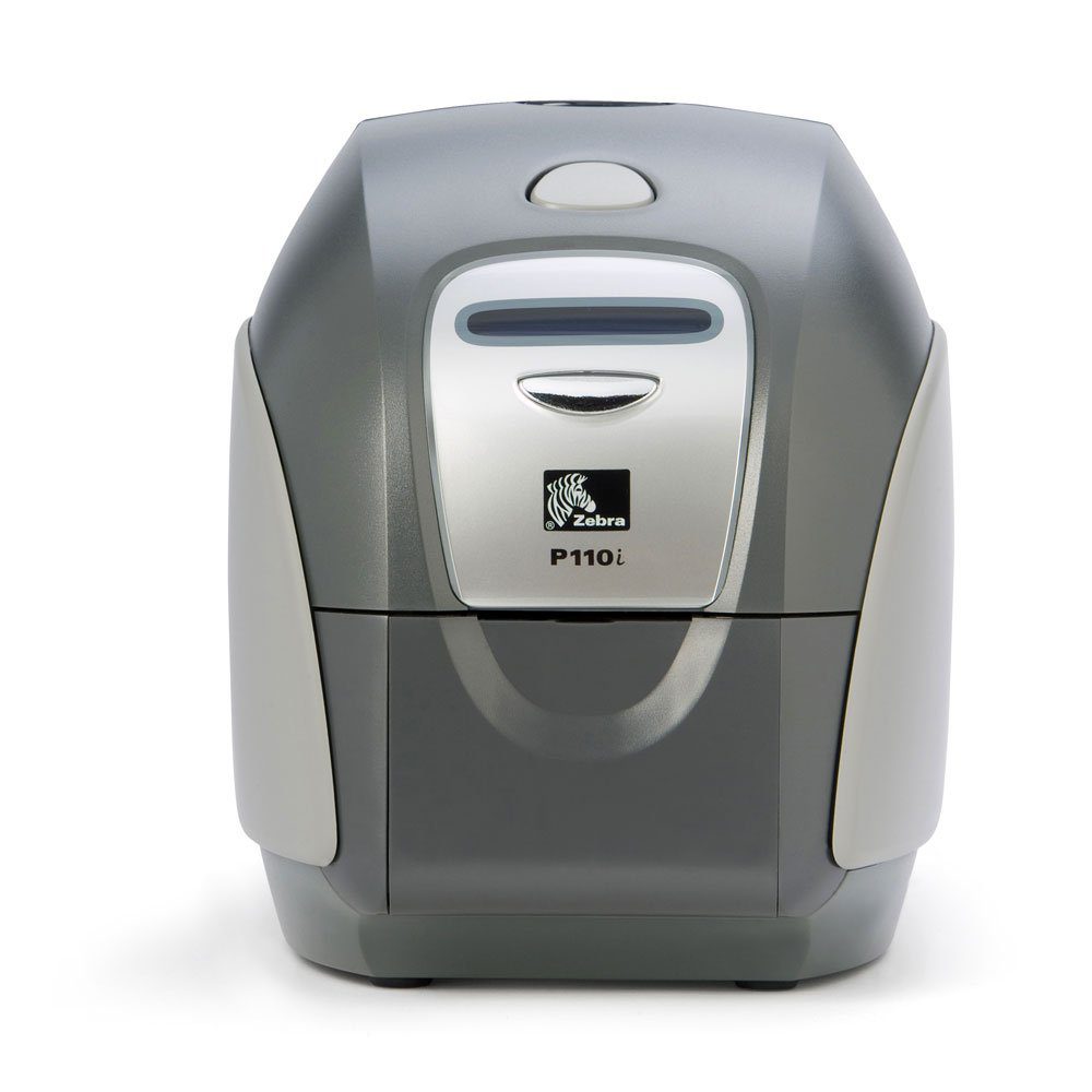 Stampante Zebra P110i compatta grigia per card, in vendita su qalnexvori.shop